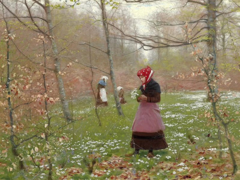 Printemps. Les premières anémones. - H. A. Brendekilde