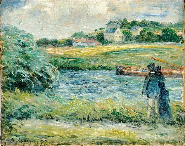 Promenade au bord de l'eau, Pontoise - Camille Pissarro