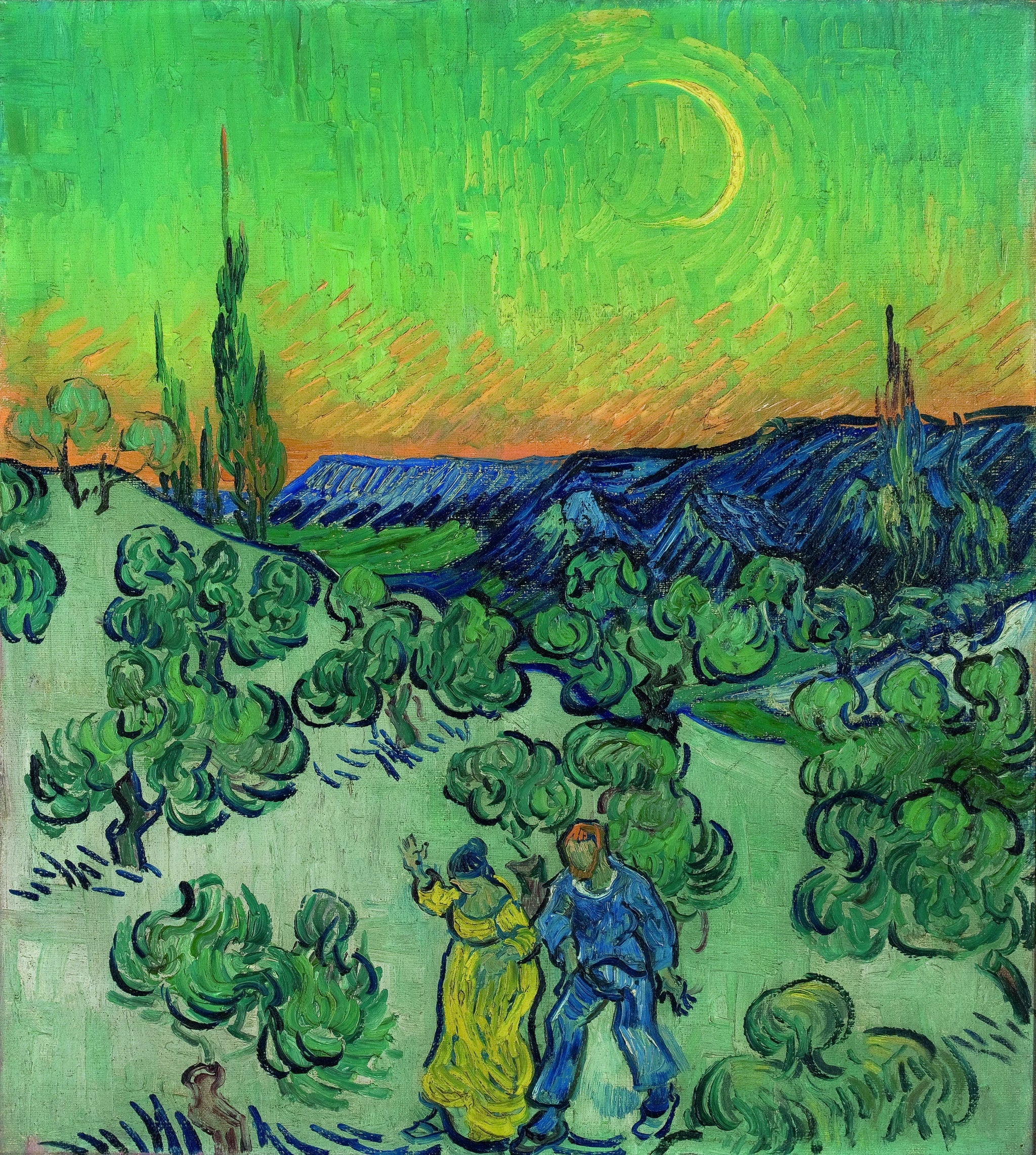 Promenade au crépuscule, peinture de Vincent van Gogh conservée au MASP à São Paulo