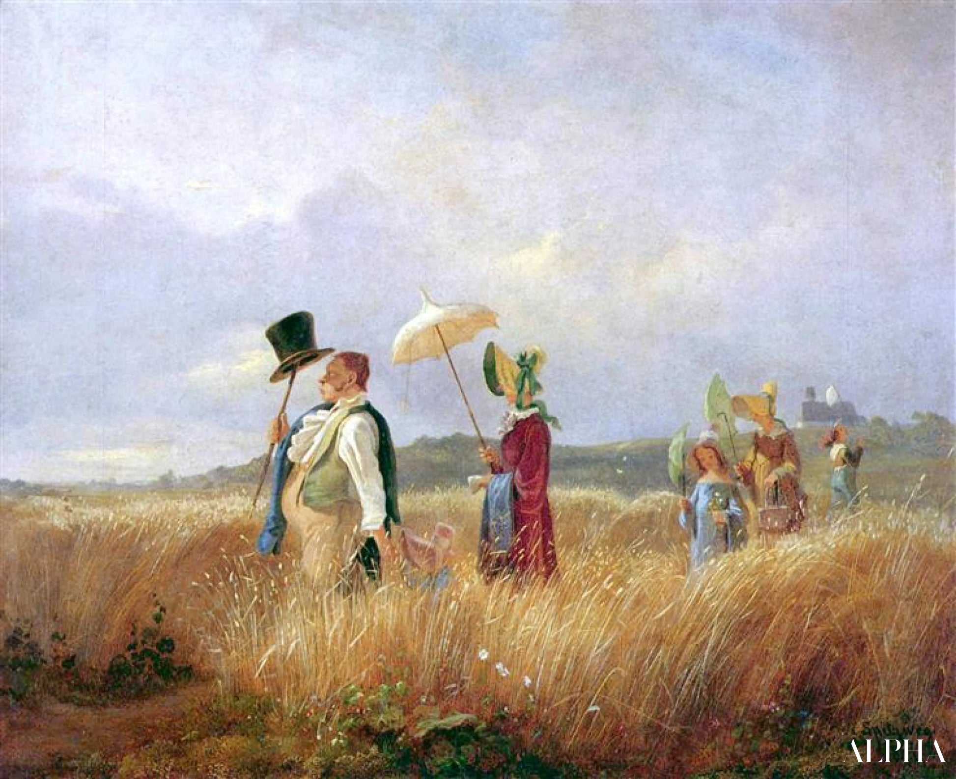 Reproduction du tableau « Promenade du dimanche, 1841 - Carl Spitzweg » par Alpha Reproduction en peinture à l’huile