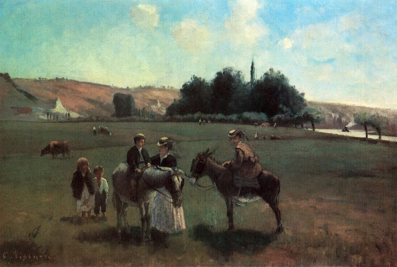 Promenade en ânes à La Roche-Guyon - Camille Pissarro