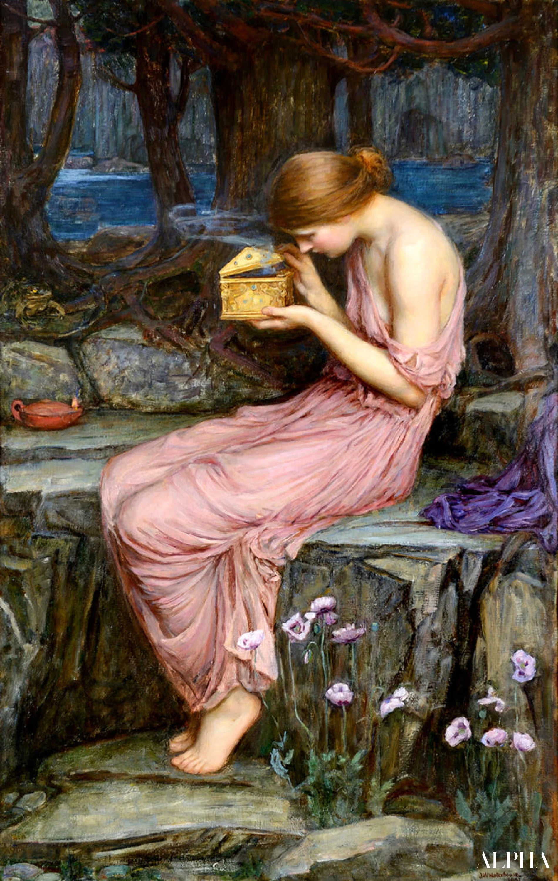 Reproduction du tableau « Psyché ouvrant la boîte d'or - John William Waterhouse » par Alpha Reproduction en peinture à l’huile
