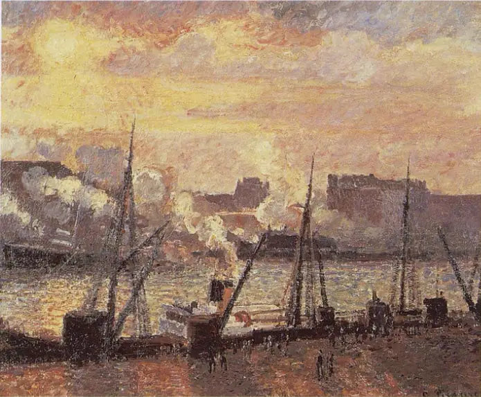 Quai de la Bourse à Rouen, soleil couchant - Camille Pissarro