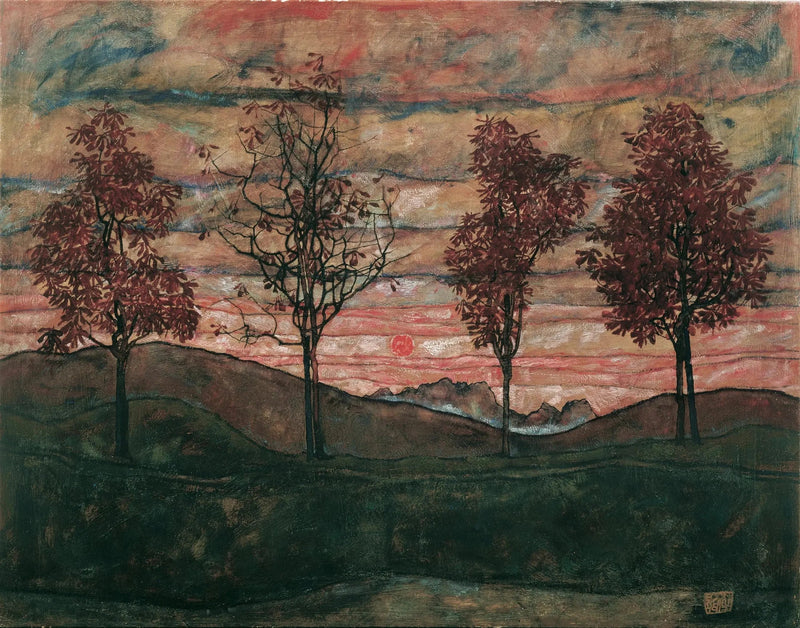 Quatre arbres - Egon Schiele