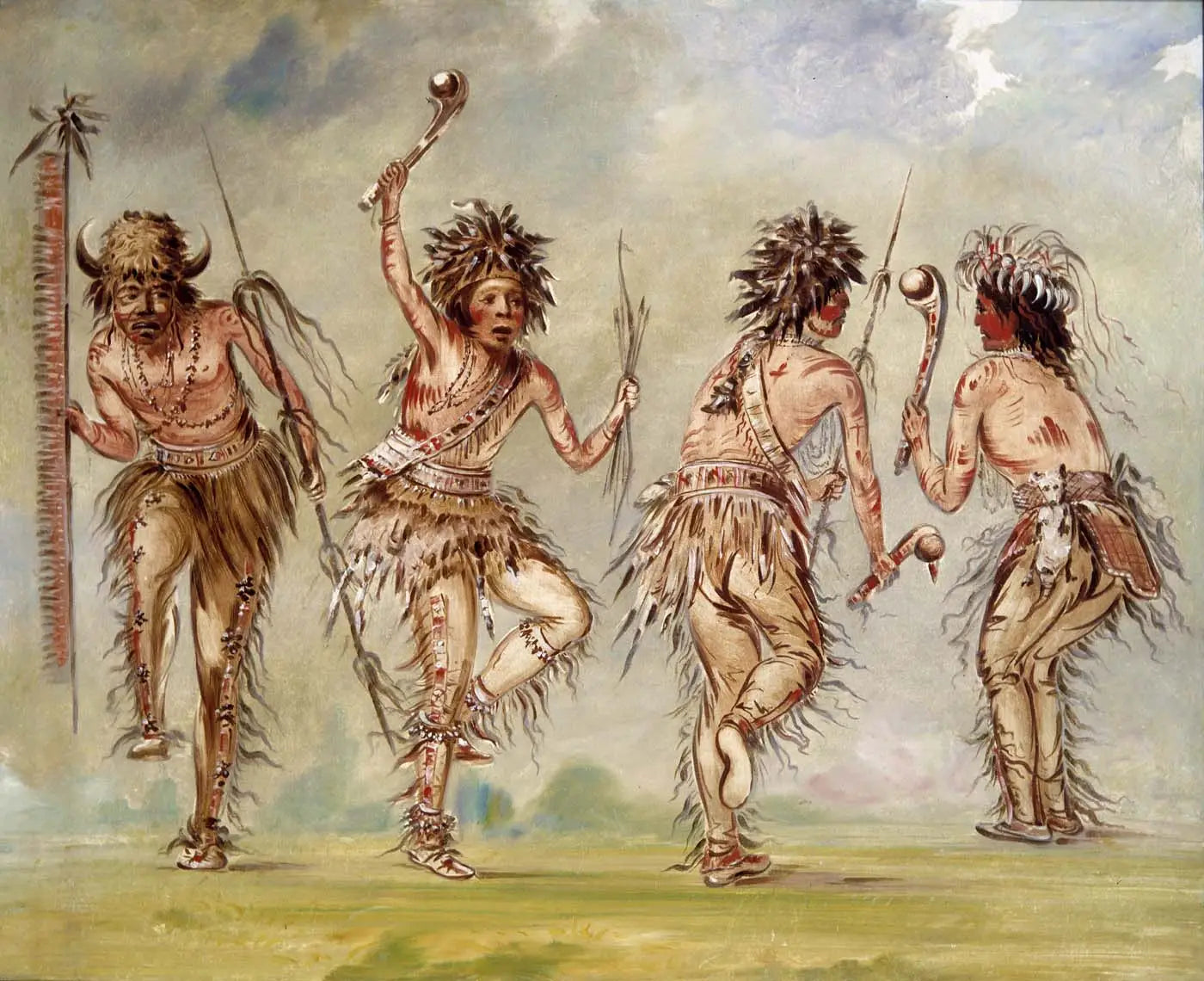 Quatre danseurs - George Catlin image 1 reproduction artisanale de tableau