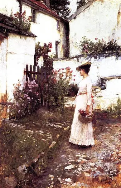 Rassembler des fleurs d'été dans un jardin du Devonshire - John William Waterhouse