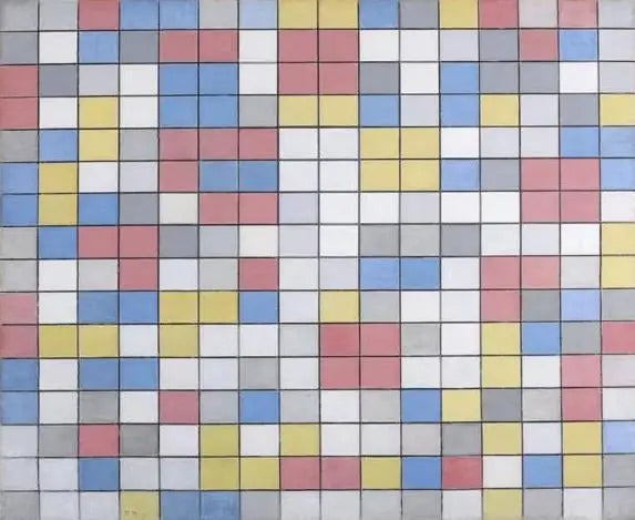 Rastercompositie 9 : la dambordcomposite contient des couleurs différentes - Piet Mondrian
