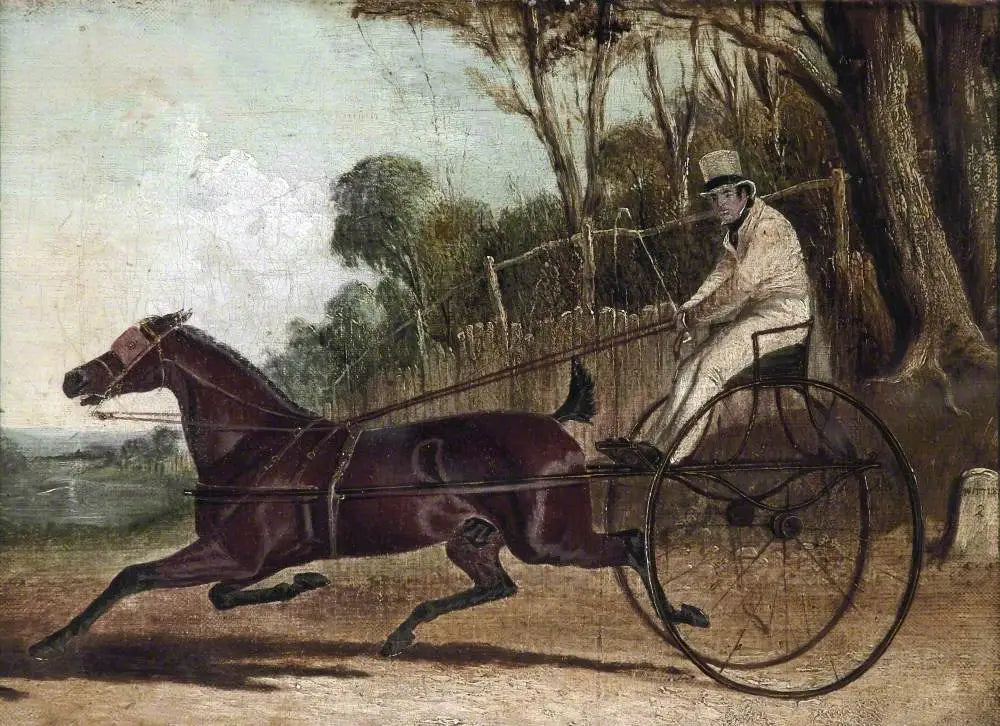 Rattler, un cheval au trot, attelé à un buggy - John Frederick Herring, Sr. image 1 tableau peint à l’huile sur toile