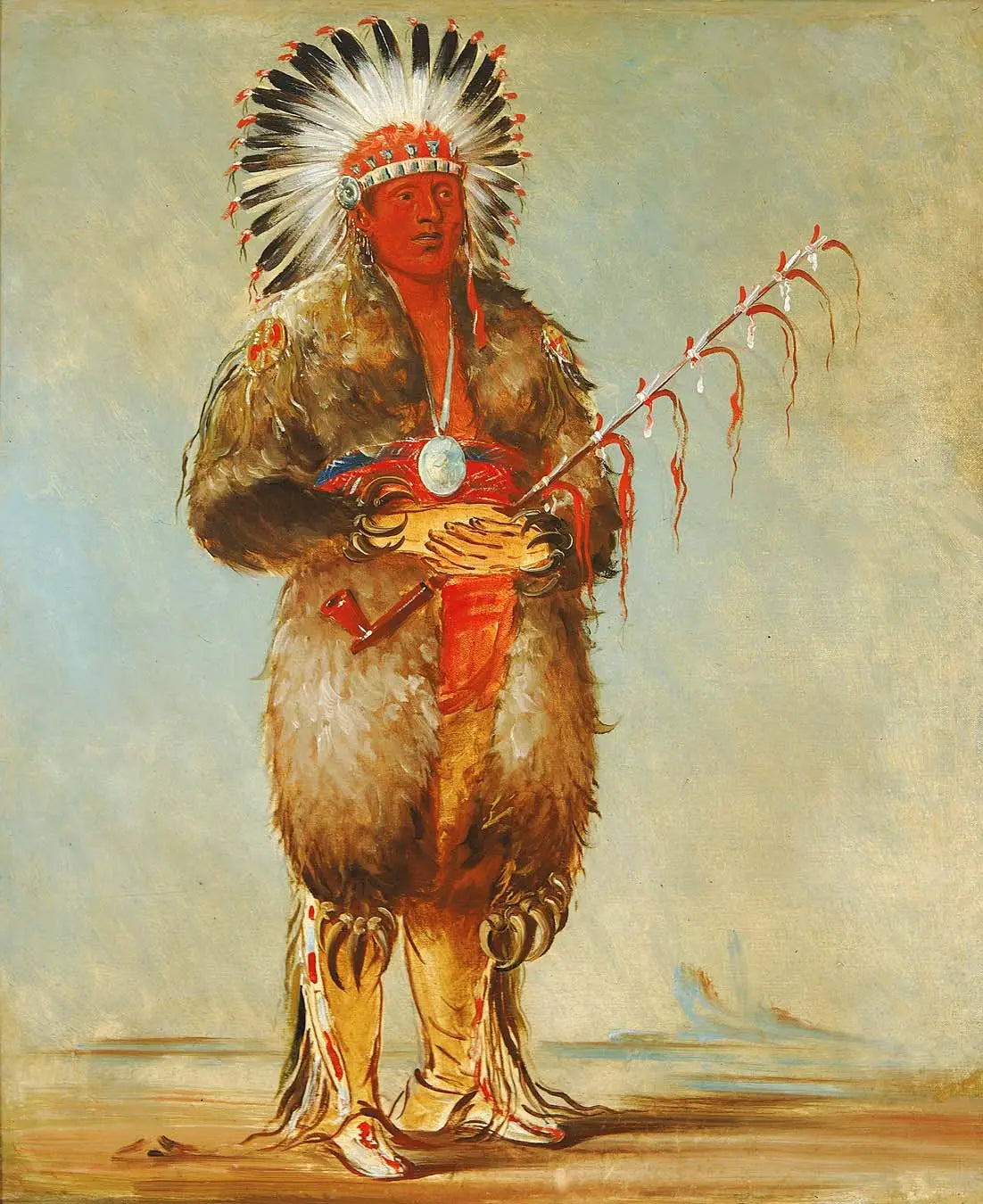 Ráw-no-way-wóh-krah Loose Pipestem un Brave - George Catlin - Alpha Reproduction