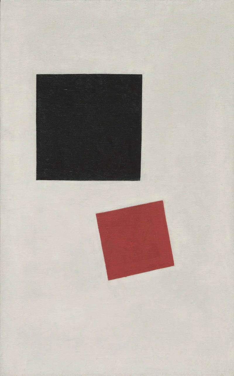 Réalisme pictural d'un garçon avec un sac à dos - Masses de couleurs dans la quatrième dimension - Kazimir Malevich