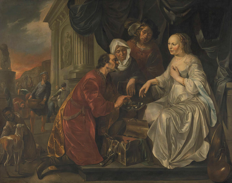Rébecca reçoit des cadeaux du serviteur d'Abraham - Hendrik Heerschop