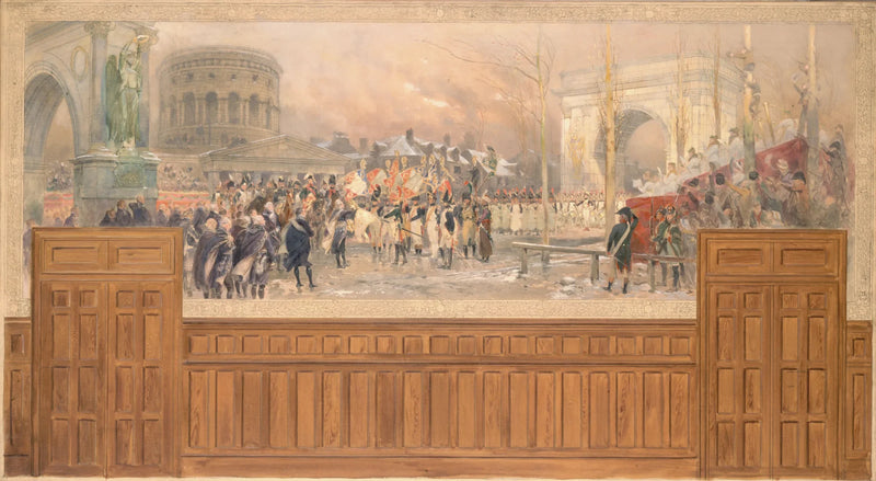 Réception par la municipalité de Paris, à la barrière de la Villette, des troupes revenant de Pologne, après la campagne de 1806-1807. - Édouard Detaille