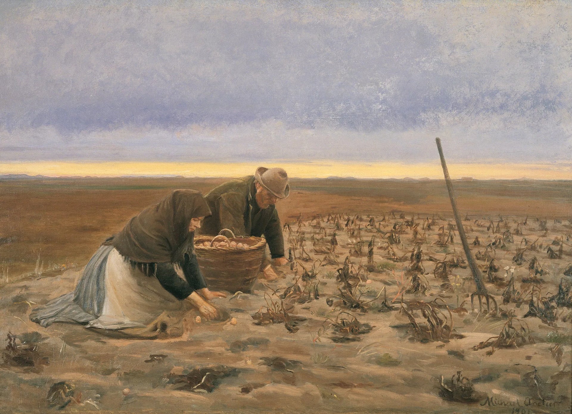 Récolte de pommes de terre - Michael Peter Ancher image 1 copie de tableau peinte à la main