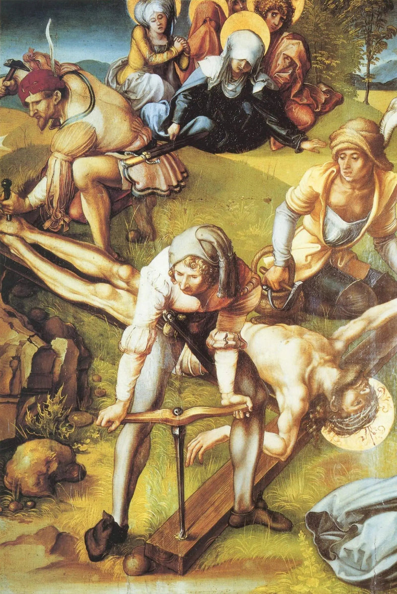 Retable de la Mater Dolorosa, scène : Le Christ cloué sur la Croix - Albrecht Dürer