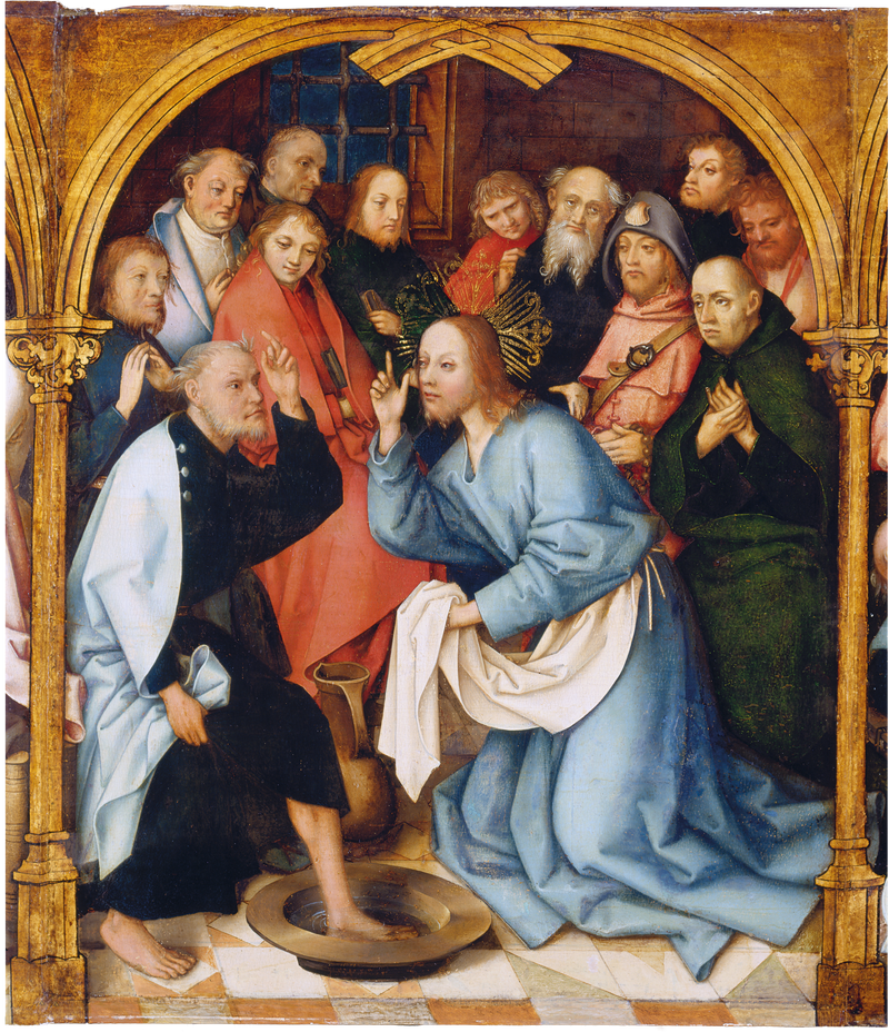 Retable dominicain de Francfort : Le Christ lavant les pieds de saint Pierre - Hans Holbein the Elder