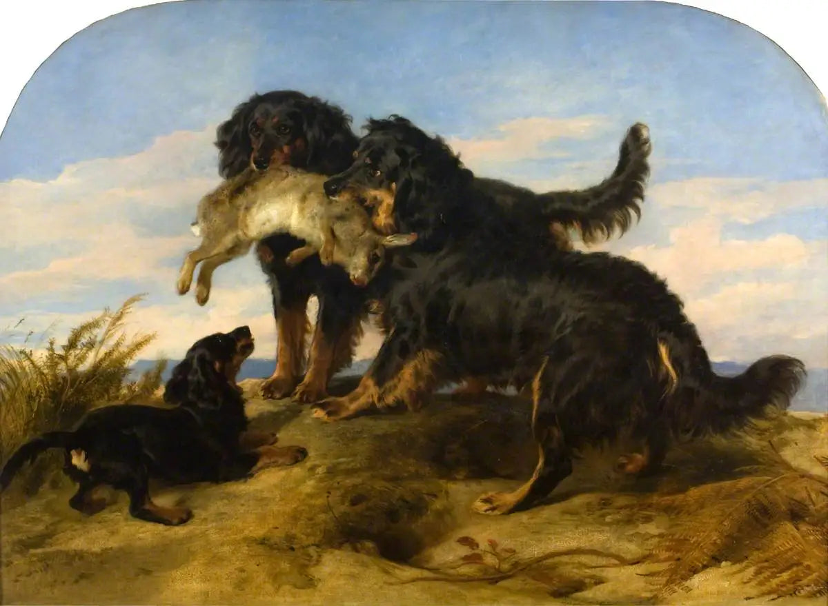 Retrievers avec un lièvre - Edwin Henry Landseer - Alpha Reproduction