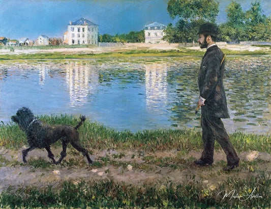 Richard Gallo et son chien au Petit Gennevilliers - Caillebotte - Reproductions de tableaux et peintures haut de gamme