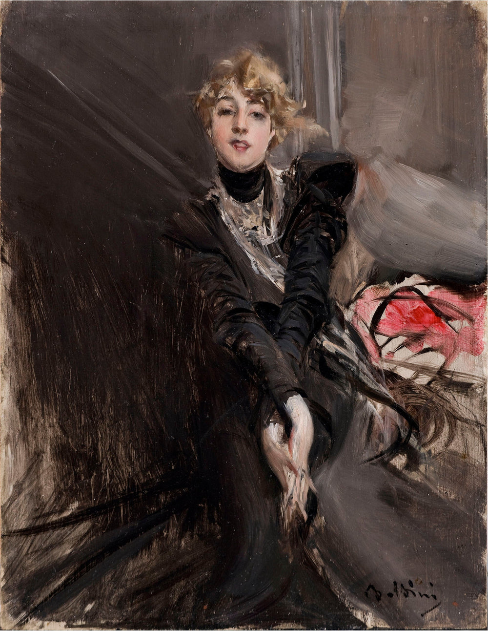 Ritratto dell'attrice Jeanne Renouardt - Giovanni Boldini image 1 tableau peint à l’huile sur toile