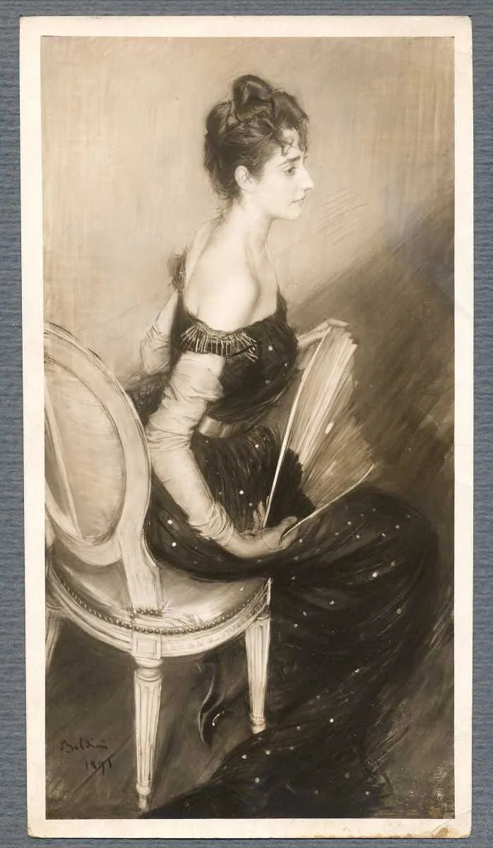 Ritratto di signora seduta con ventaglio chiuso - Giovanni Boldini