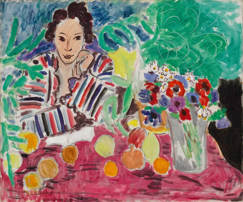 Robe rayée, Fruits et Anémones - Henri Matisse