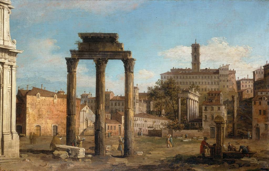 Rome : Ruines du Forum, vers le Capitole - Canaletto