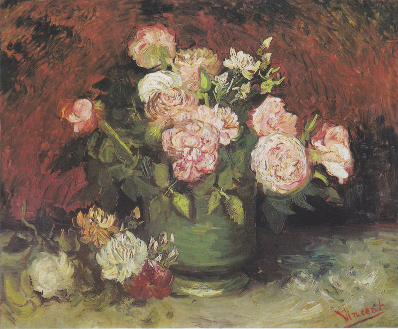 Roses et pivoines dans un bol, F249 – Van Gogh