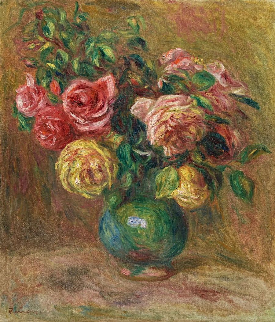 Roses dans un vase vert, vers 1910–1912 – Renoir