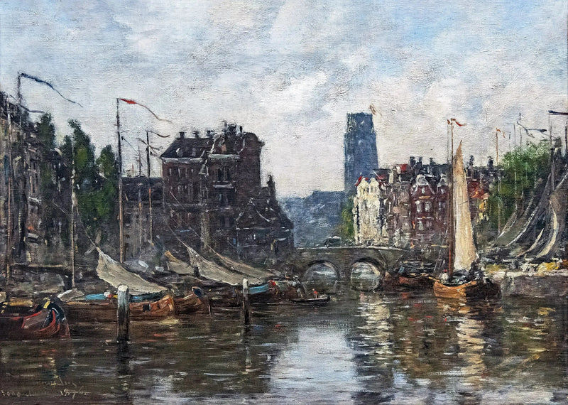 Rotterdam, le pont de la Bourse - Eugène Boudin