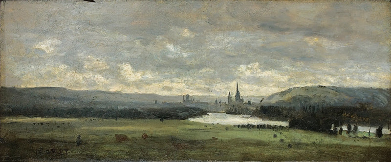 Rouen, une vue panoramique de la Seine au premier plan - Jean-Baptiste Camille Corot