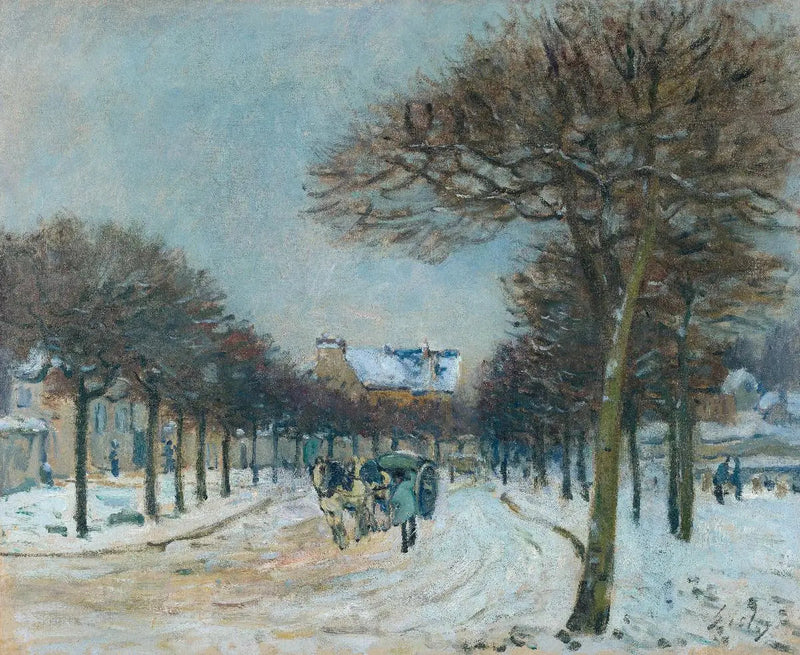 Route contournant l’Abreuvoir de Marly-le-Roi, temps de neige - Alfred Sisley