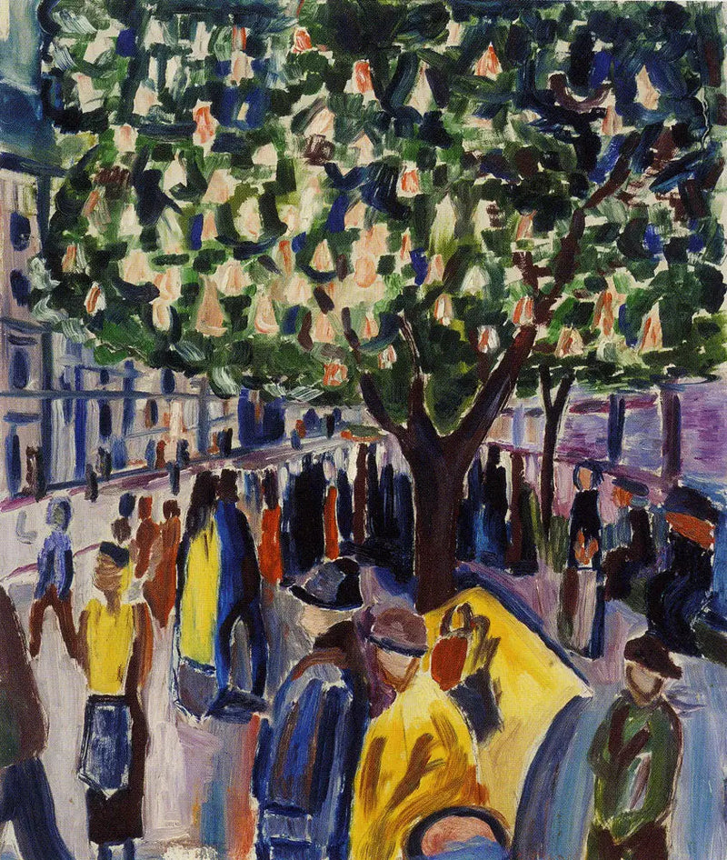 rue avec châtaignier en fleur - Edvard Munch