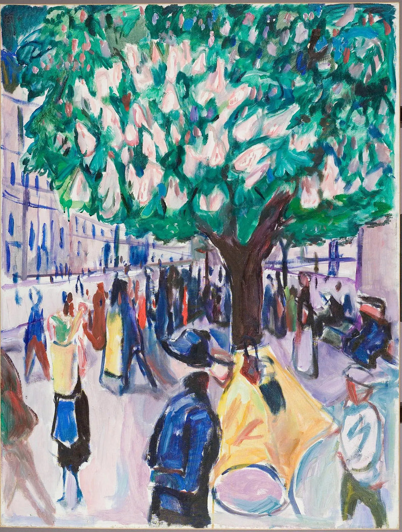 rue avec châtaignier en fleur - Edvard Munch