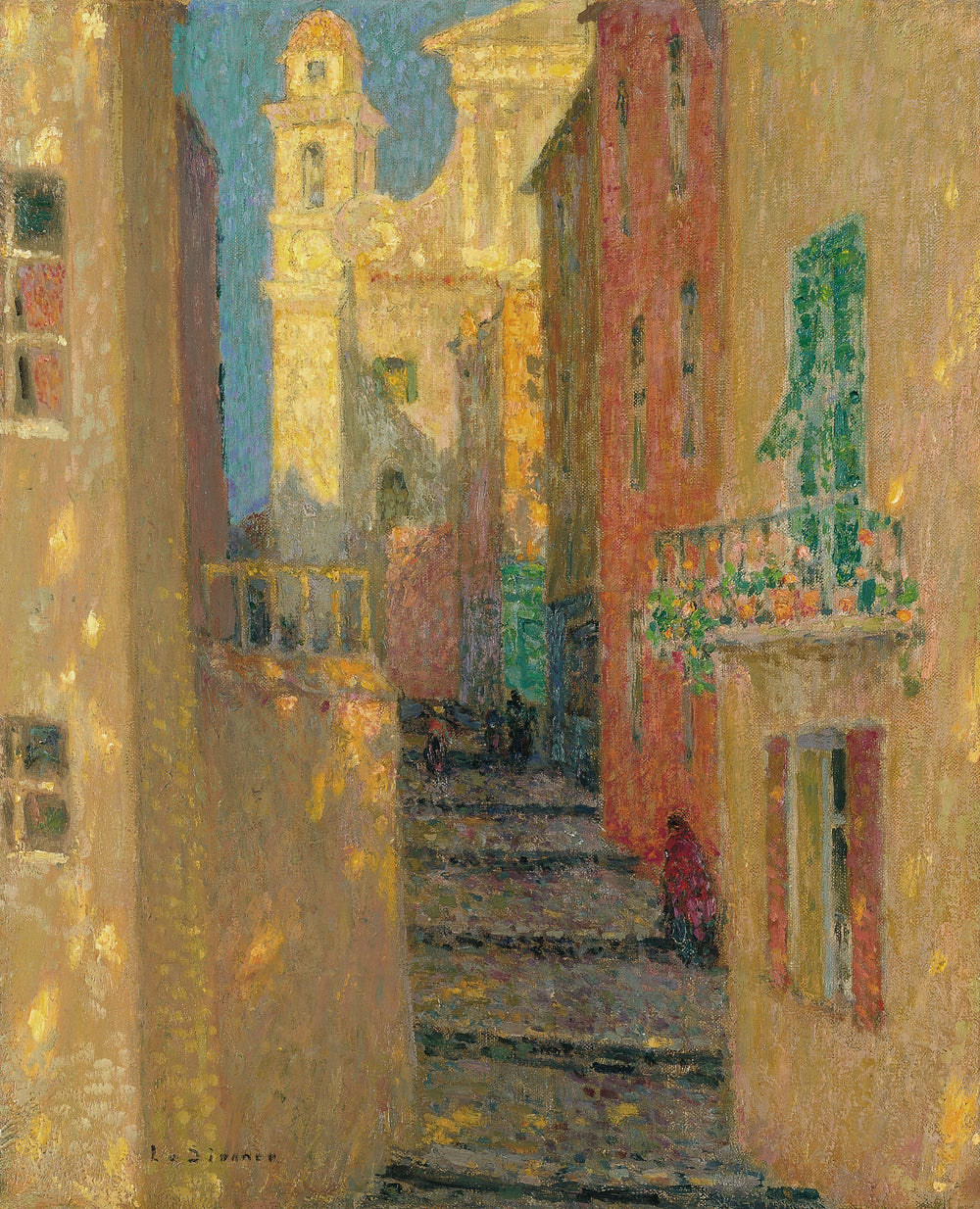 Rue de l'Église, Villefranche-sur-Mer - Henri Le Sidaner image 1 reproduction de peinture à l’huile