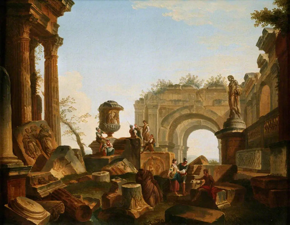 Ruines avec une urne et une arche - Giovanni Paolo Panini image 1 reproduction d’œuvre d’art à l’huile