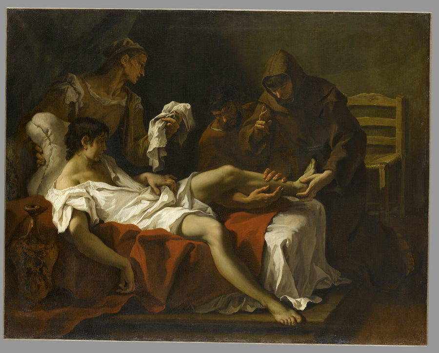 Saint Antoine de Padoue guérissant un jeune homme qui s'était amputé le pied pour se punir d'avoir frappé sa mère - Sebastiano Ricci