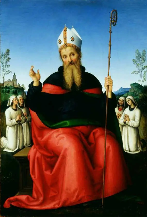 Saint Augustin avec les membres de la Confrérie de Pérouse - Pietro Perugino