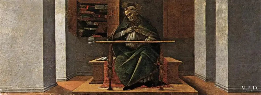 Saint Augustin dans son étude, panneau de la prédelle du Retable de Saint Marc - Sandro Botticelli - Reproductions de tableaux et peintures haut de gamme