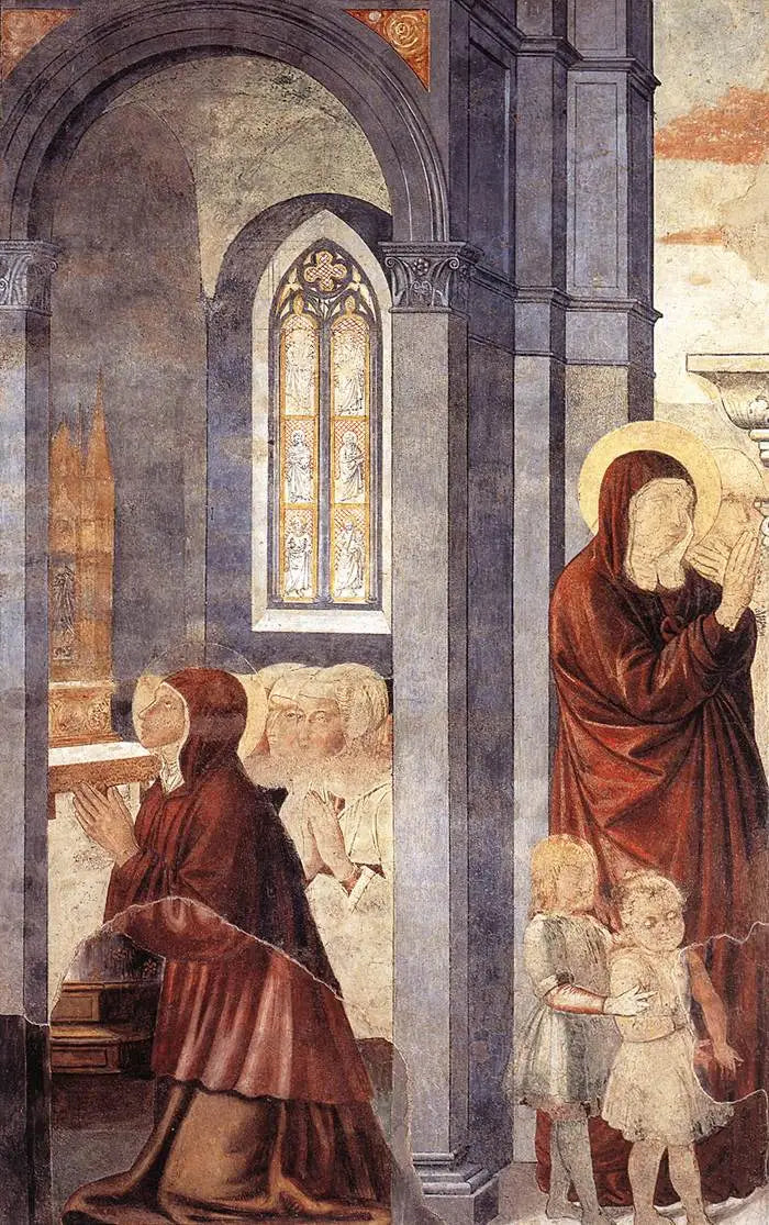 Saint Augustin quittant sa mère (scène 3, mur est) - Benozzo Gozzoli