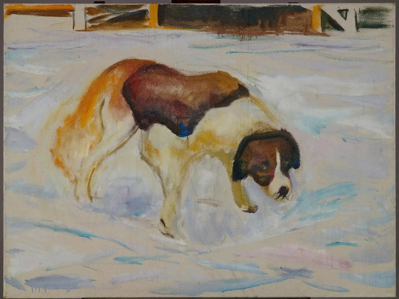 Saint-Bernard dans la neige - Edvard Munch