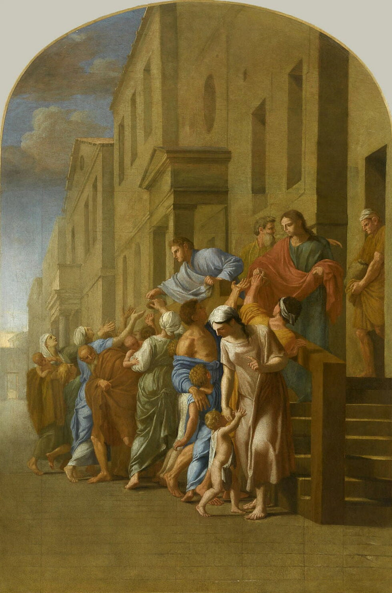 Saint Bruno et ses compagnons, avant de partir pour Grenoble, distribuent tous leurs biens aux pauvres - Eustache Le Sueur