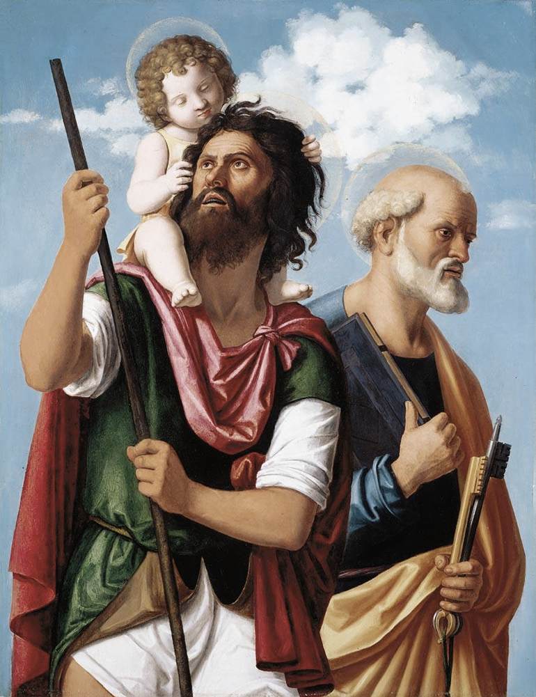 Saint Christophe avec l'Enfant Jésus et saint Pierre - Cima da Conegliano