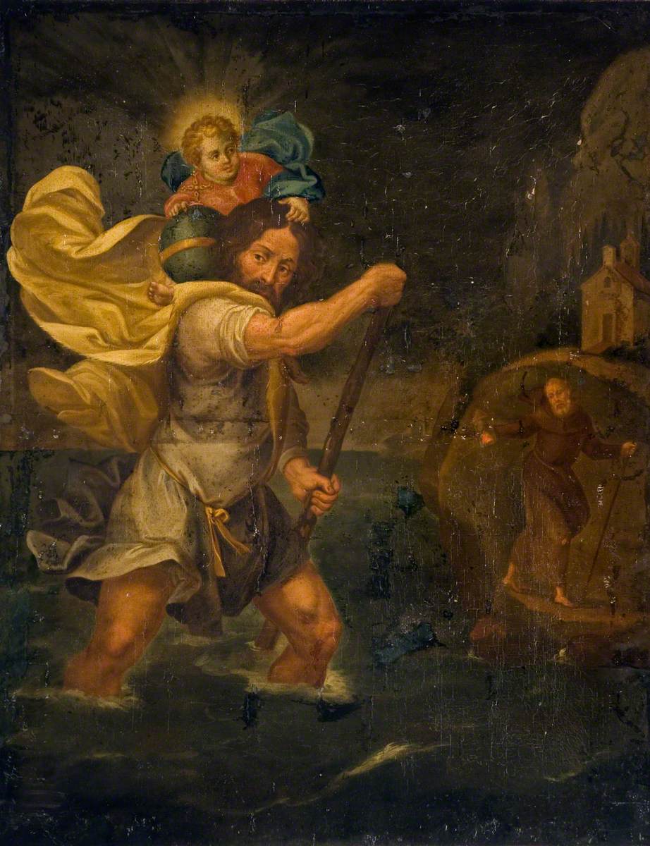 Saint Christophe portant l'Enfant Jésus au-dessus d'un cours d'eau - Adam Elsheimer