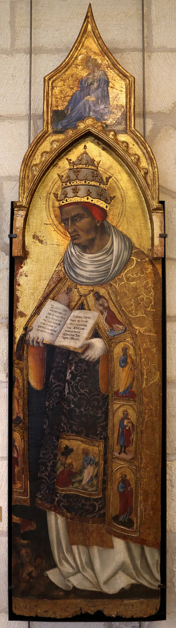 Saint Clément (au-dessus : La Vierge de l'Annonciation) - Giovanni di Paolo