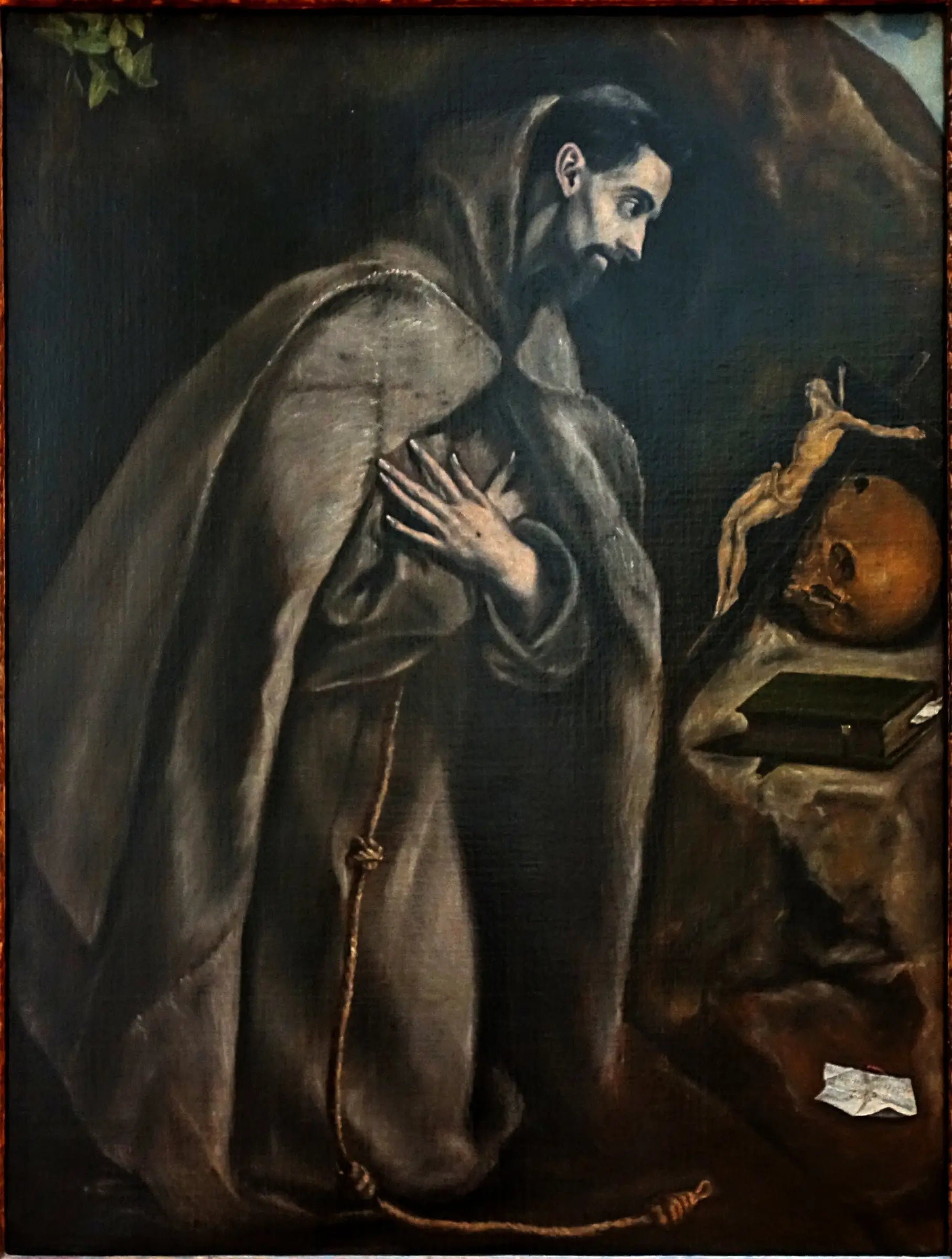 Saint François en prière devant le crucifix - El Greco image 1 copie peinte à la main à l’huile