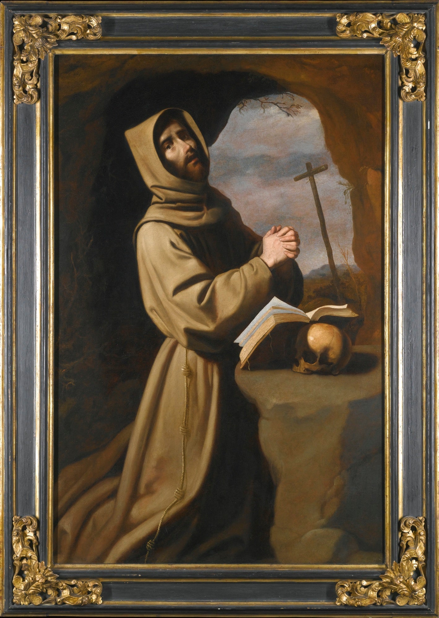 Saint François priant dans une grotte - Francisco de Zurbarán image 1 copie de tableau peinte à la main