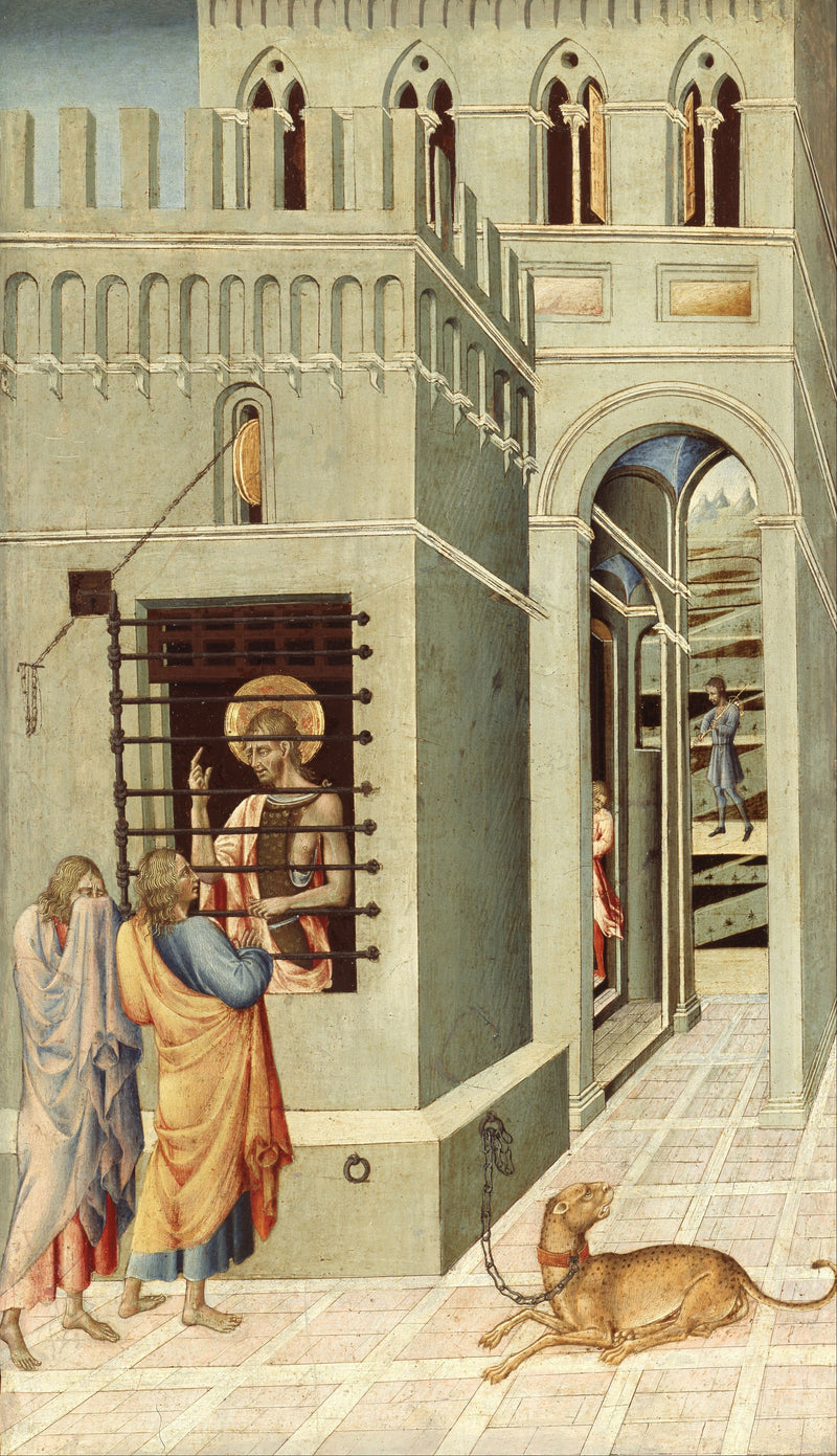 Saint Jean-Baptiste en prison reçoit la visite de deux disciples - Giovanni di Paolo
