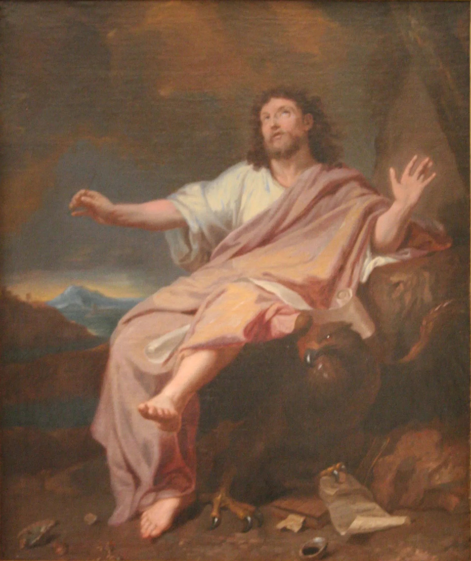 Saint Jean l'évangéliste à Patmos - Charles Le Brun image 1 reproduction artisanale de tableau