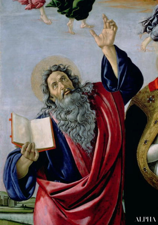 Saint Jean l'Évangéliste, extrait du Couronnement de la Vierge (Retable de Saint-Marc, vers 1488-90) - Sandro Botticelli - Reproductions de tableaux et peintures haut de gamme