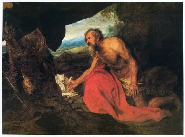 Saint Jérôme en ermite dans un paysage, lisant - Antoine van Dyck