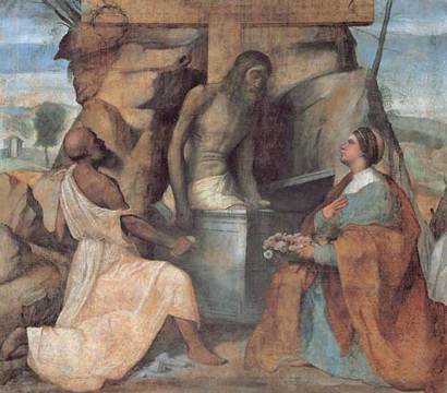 Saint Jérôme et Saint Dorothée adorent le Christ dans le tombeau - Alessandro Bonvicino